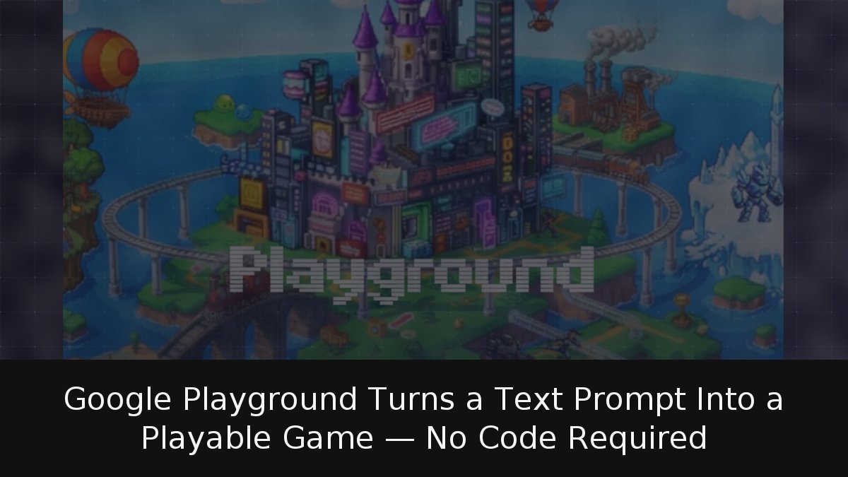 Google Playground Turns a Text Prompt Into a Playable Game — No Code Required