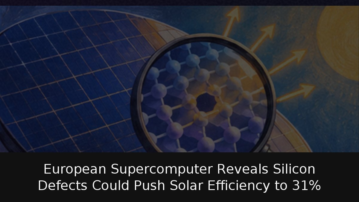 European Supercomputer Reveals Silicon Defects Could Push Solar Efficiency to 31%