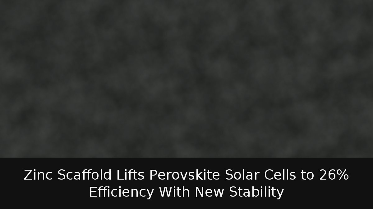 Zinc Scaffold Lifts Perovskite Solar Cells to 26% Efficiency With New Stability