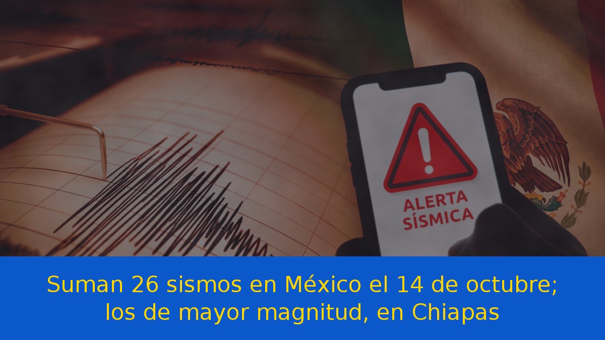 Suman 26 sismos en México el 14 de octubre; los de mayor magnitud, en Chiapas
