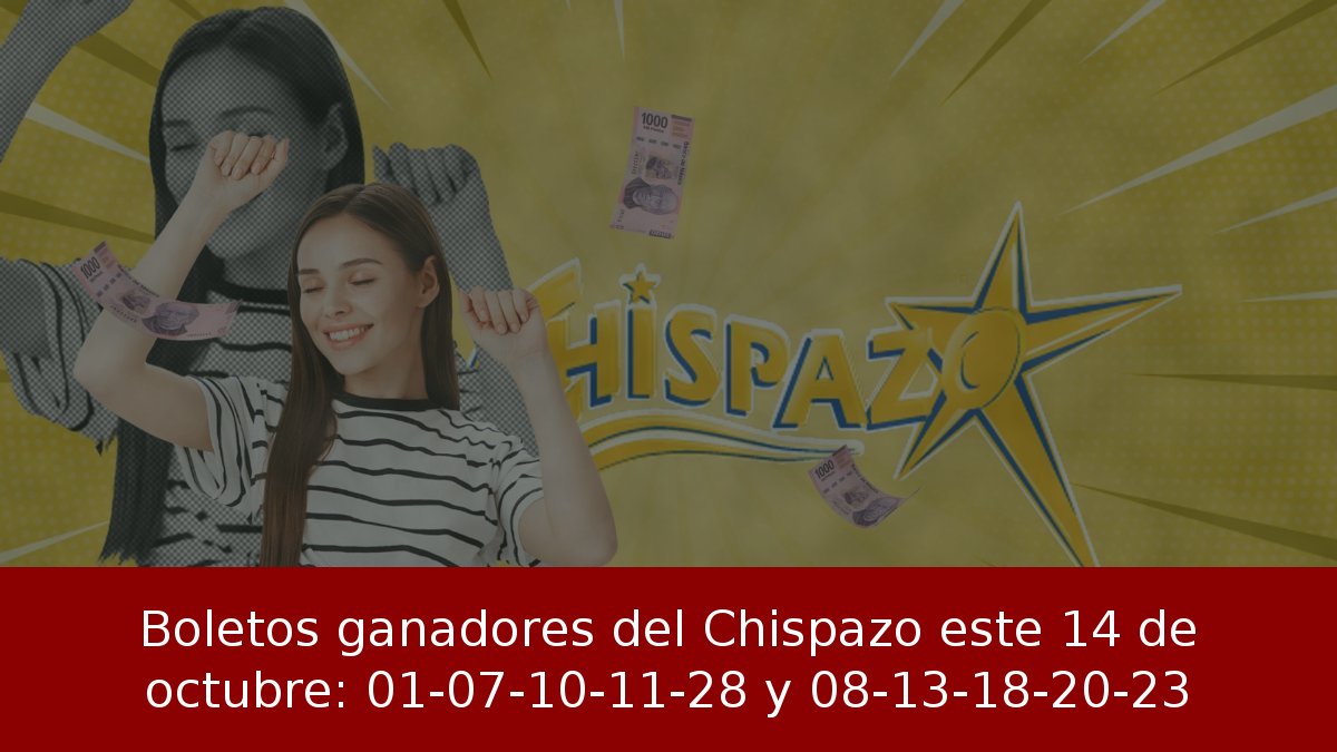 Boletos ganadores del Chispazo este 14 de octubre: 01-07-10-11-28 y 08-13-18-20-23