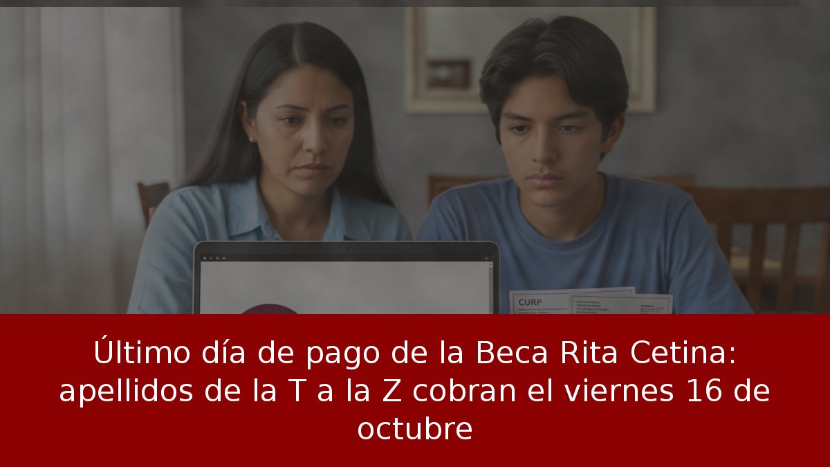 Último día de pago de la Beca Rita Cetina: apellidos de la T a la Z cobran el viernes 16 de octubre