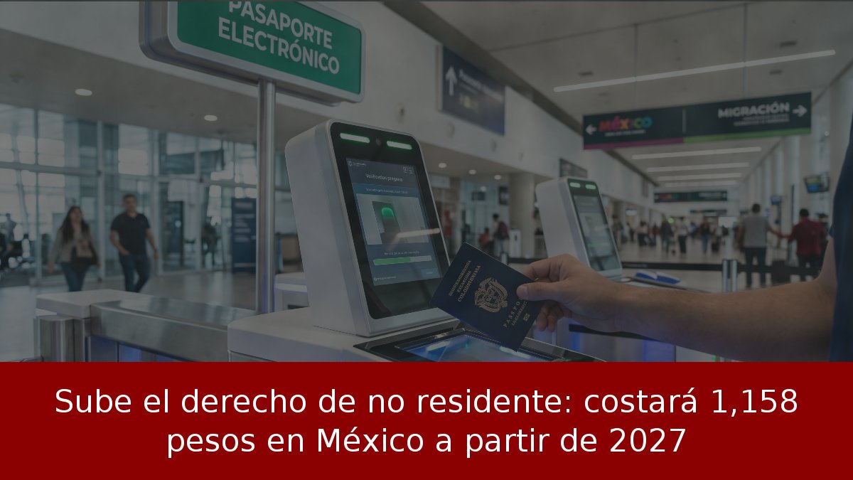 Sube el derecho de no residente: costará 1,158 pesos en México a partir de 2027