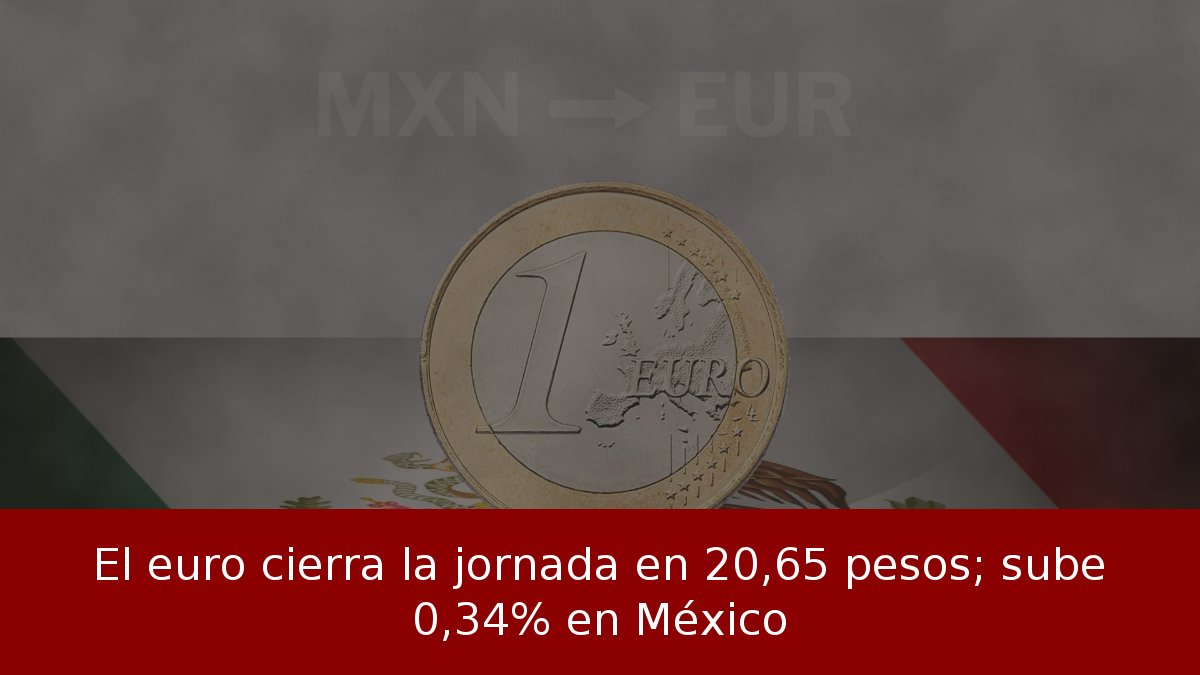 El euro cierra la jornada en 20,65 pesos; sube 0,34% en México