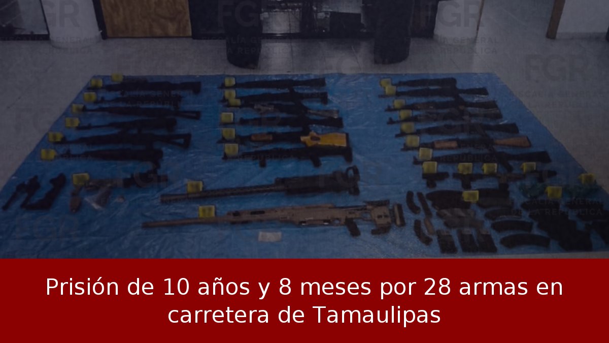 Prisión de 10 años y 8 meses por 28 armas en carretera de Tamaulipas