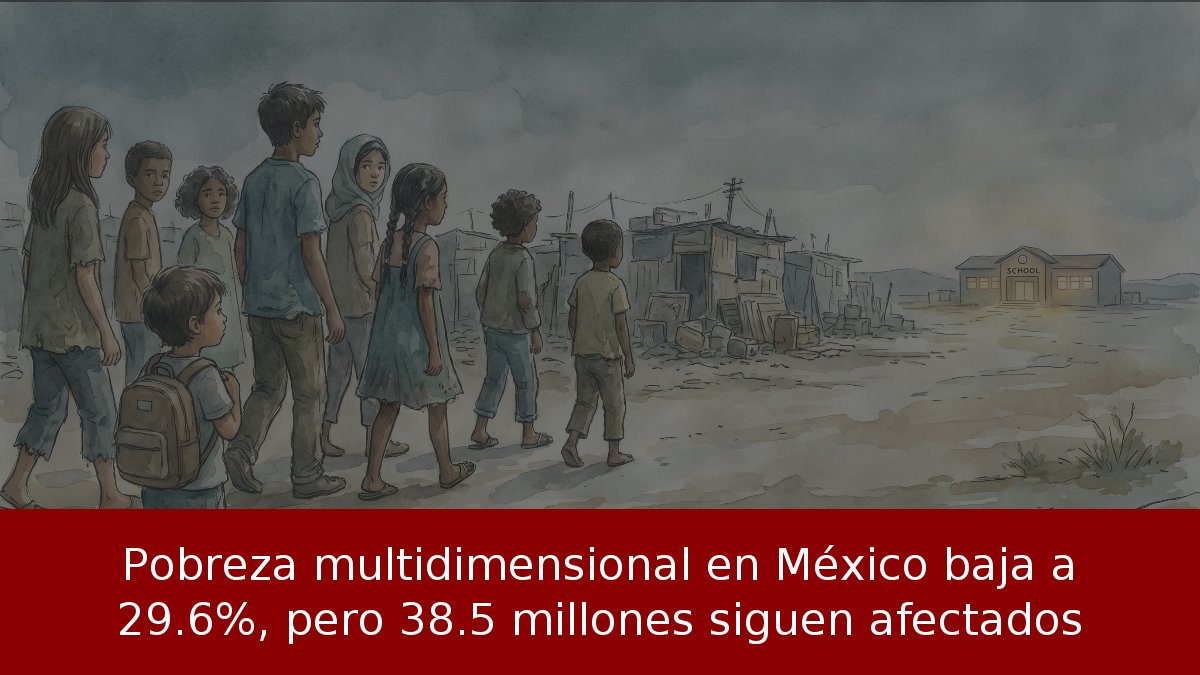 Pobreza multidimensional en México baja a 29.6%, pero 38.5 millones siguen afectados